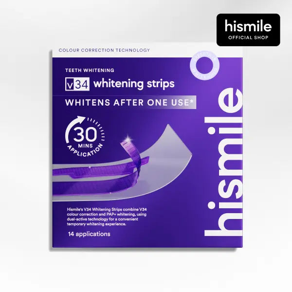 🦷Hismile V34 Whitening Strips: Advanced Teeth Whitening + Purple Colour Correction for Brighter Smiles-TI