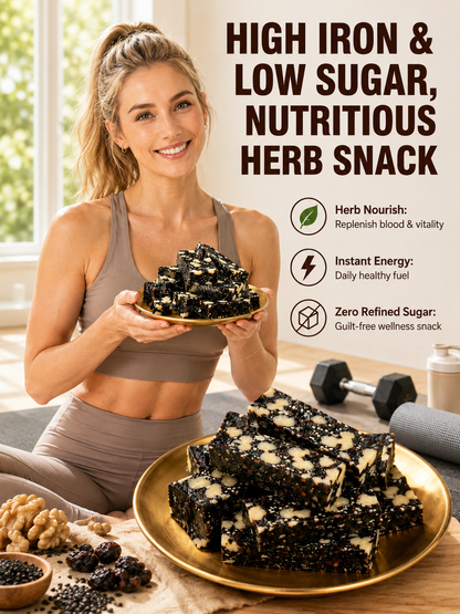 Mulberry Rehmannia & Black Goji Sesame Cake – Soft Herbal Nut Snack, Low Sugar Energy Bar-TI