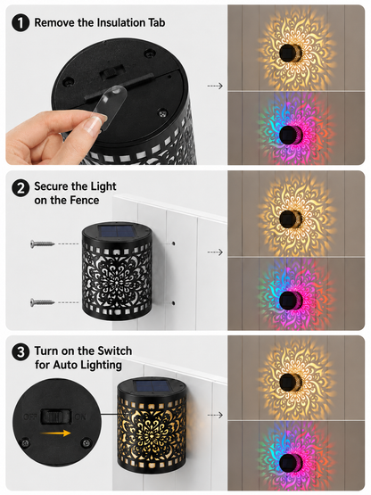 Solar Mandala Fence Lights, Outdoor Wall Decor-TI