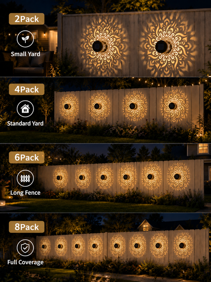 Solar Mandala Fence Lights, Outdoor Wall Decor-TI