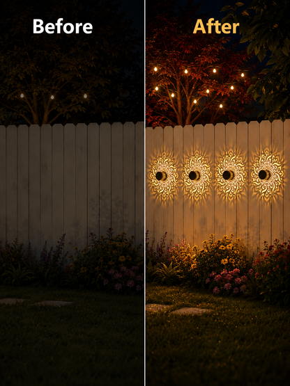 Solar Mandala Fence Lights, Outdoor Wall Decor-TI