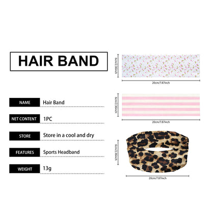 AMZ White Floral High Elastic Sports Headband Non-Slip Sweat Absorbing Running Hair Wrap