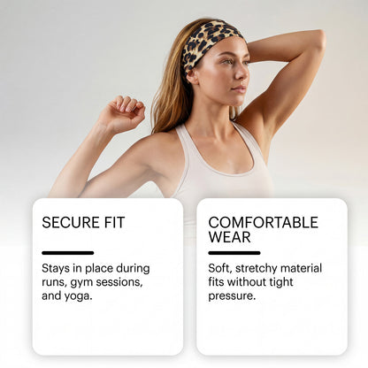 AMZ White Floral High Elastic Sports Headband Non-Slip Sweat Absorbing Running Hair Wrap