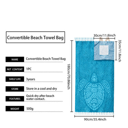 AMZ Convertible Beach Towel Bag, Multi-Functional Outdoor Gear, Portable & Lightweight