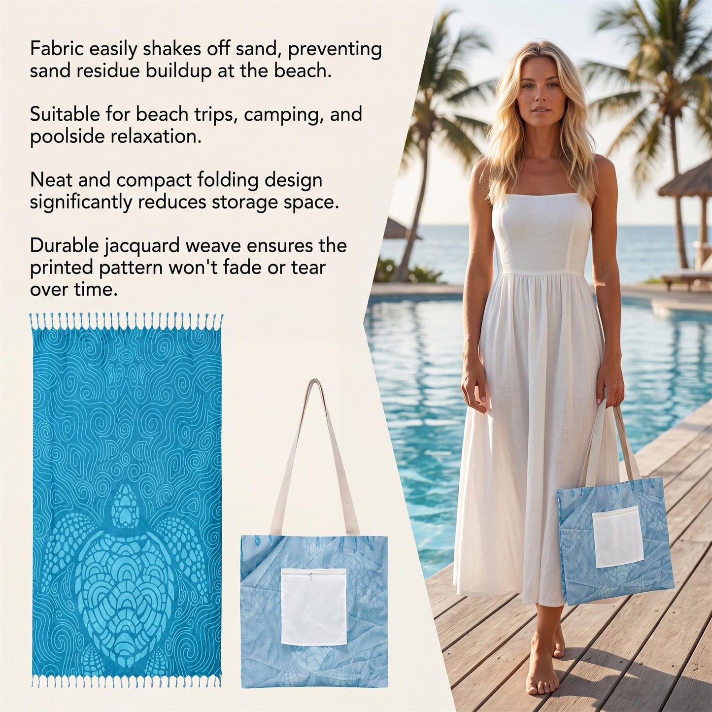 AMZ Convertible Beach Towel Bag, Multi-Functional Outdoor Gear, Portable & Lightweight