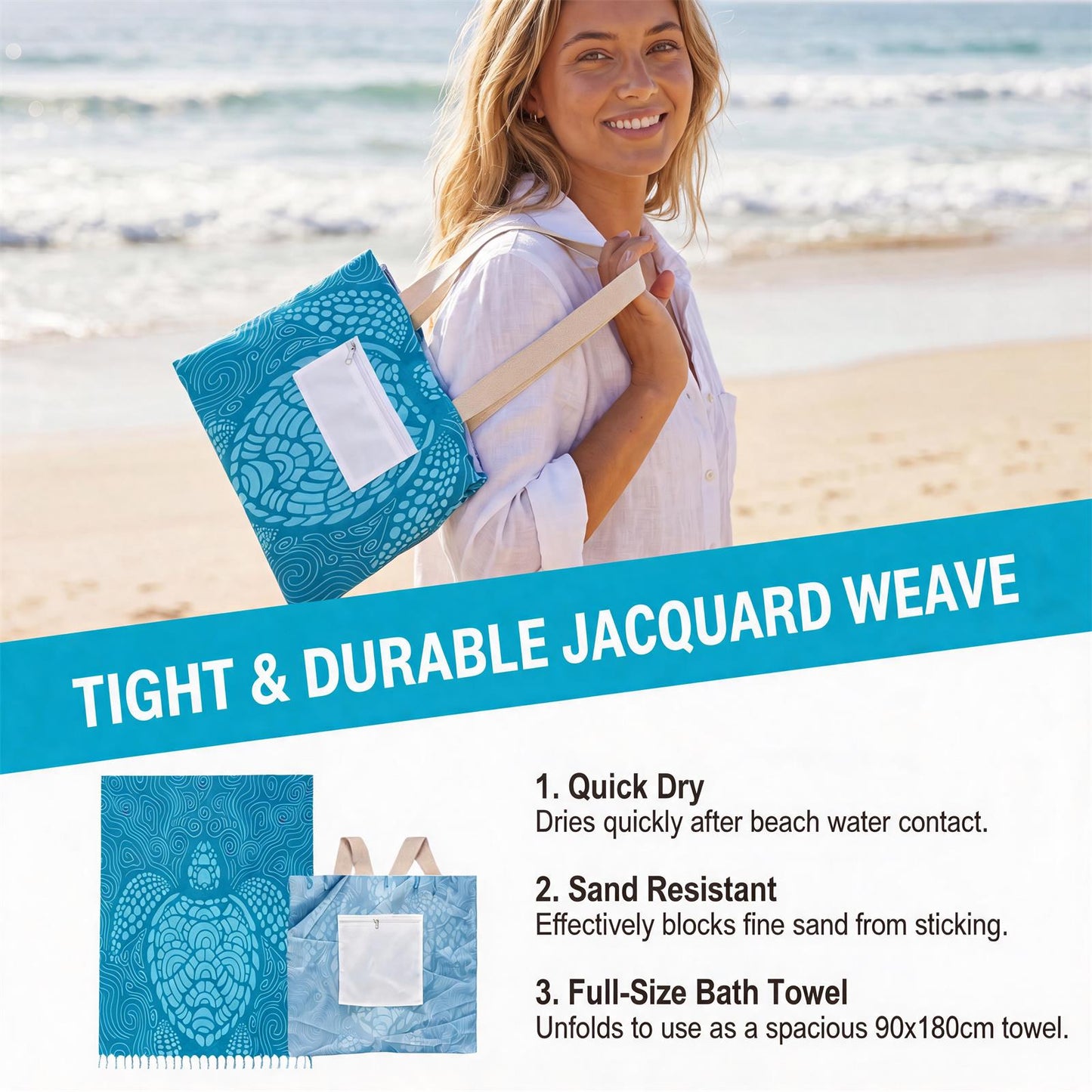 AMZ Convertible Beach Towel Bag, Multi-Functional Outdoor Gear, Portable & Lightweight