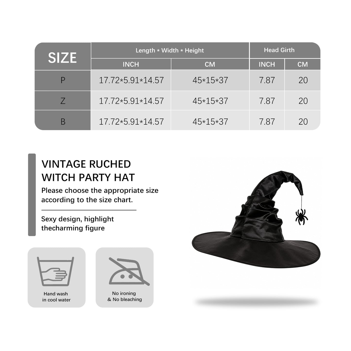 Zeriluna Vintage Ruffled Witch Hat, Stylish Retro Costume Headwear Prop for Party fashion