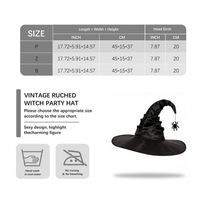Zeriluna Vintage Ruffled Witch Hat, Stylish Retro Costume Headwear Prop for Party fashion