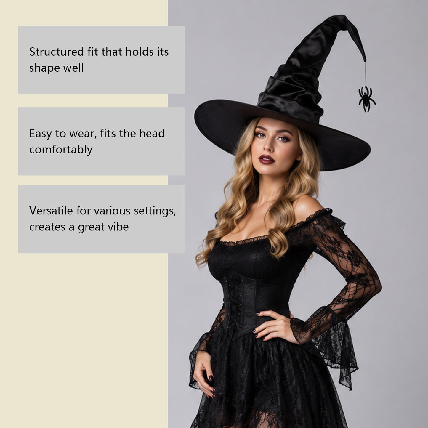 Zeriluna Vintage Ruffled Witch Hat, Stylish Retro Costume Headwear Prop for Party fashion