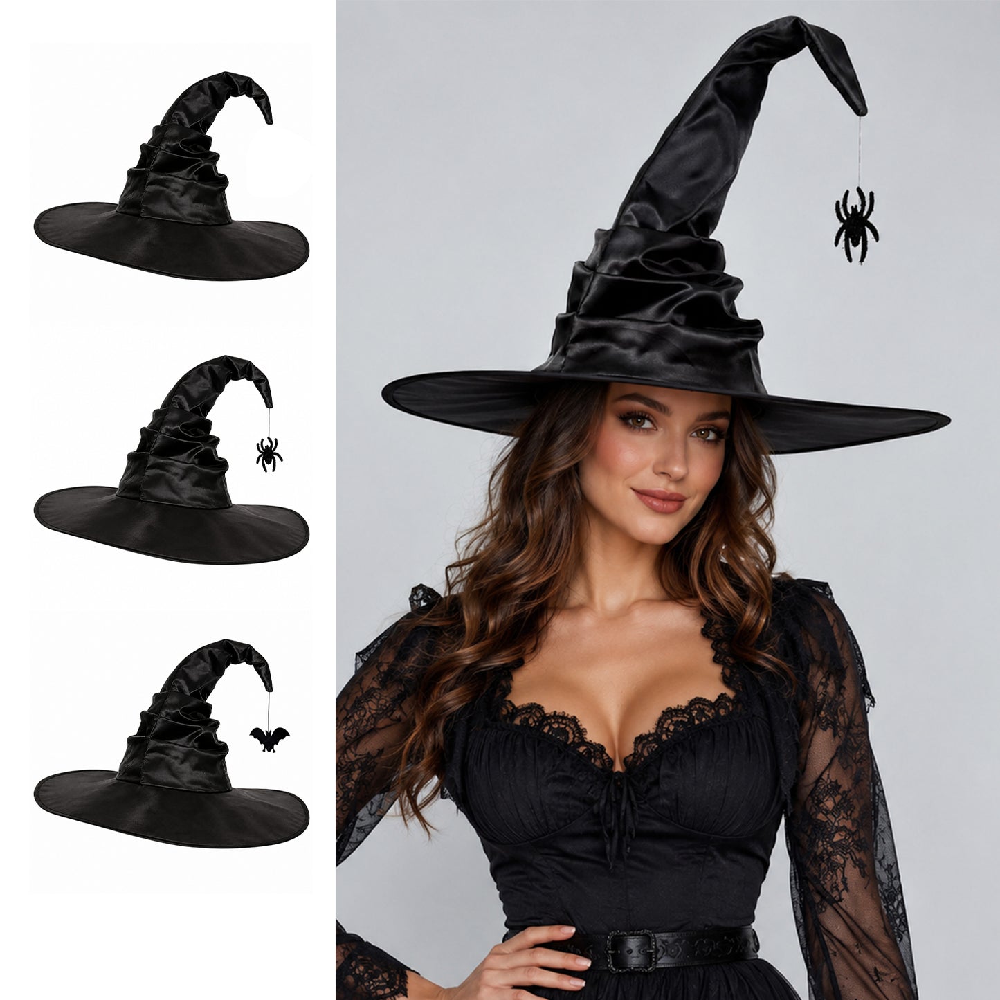 Zeriluna Vintage Ruffled Witch Hat, Stylish Retro Costume Headwear Prop for Party fashion