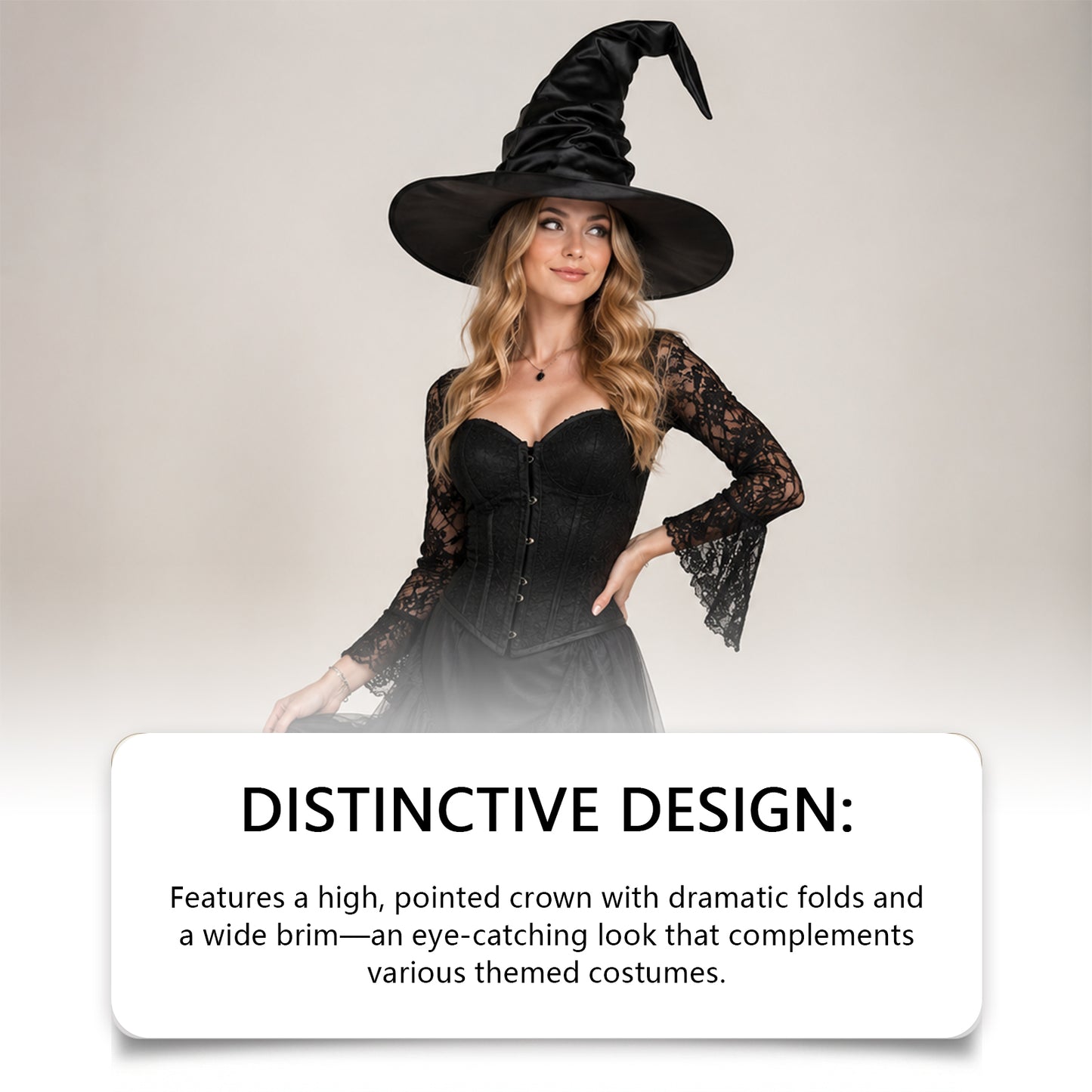 Zeriluna Vintage Ruffled Witch Hat, Stylish Retro Costume Headwear Prop for Party fashion