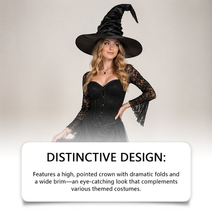 Zeriluna Vintage Ruffled Witch Hat, Stylish Retro Costume Headwear Prop for Party fashion