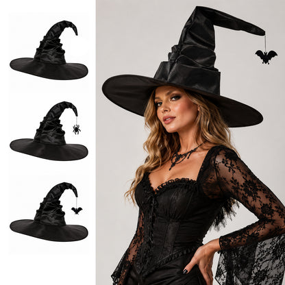 Zeriluna Vintage Ruffled Witch Hat, Stylish Retro Costume Headwear Prop for Party fashion