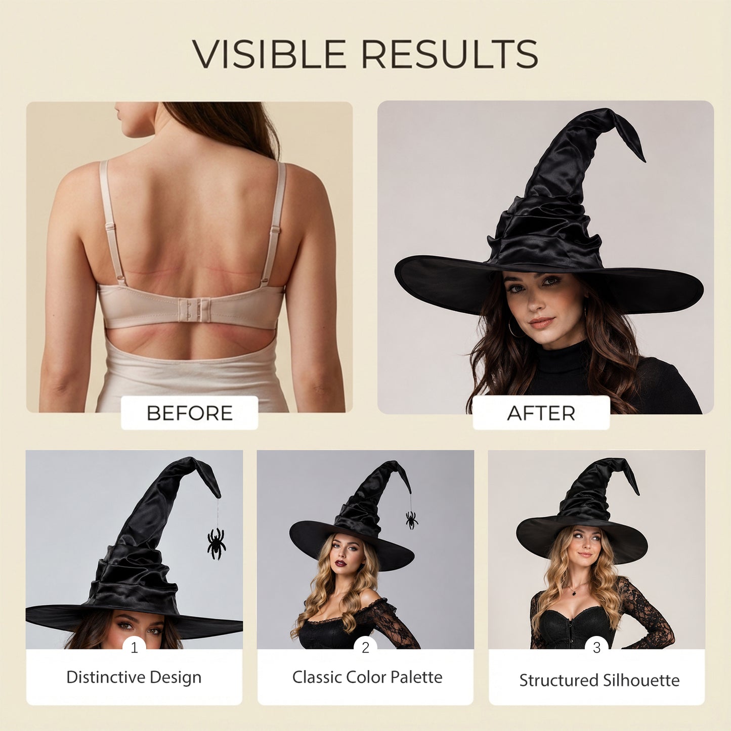 Zeriluna Vintage Ruffled Witch Hat, Stylish Retro Costume Headwear Prop for Party fashion