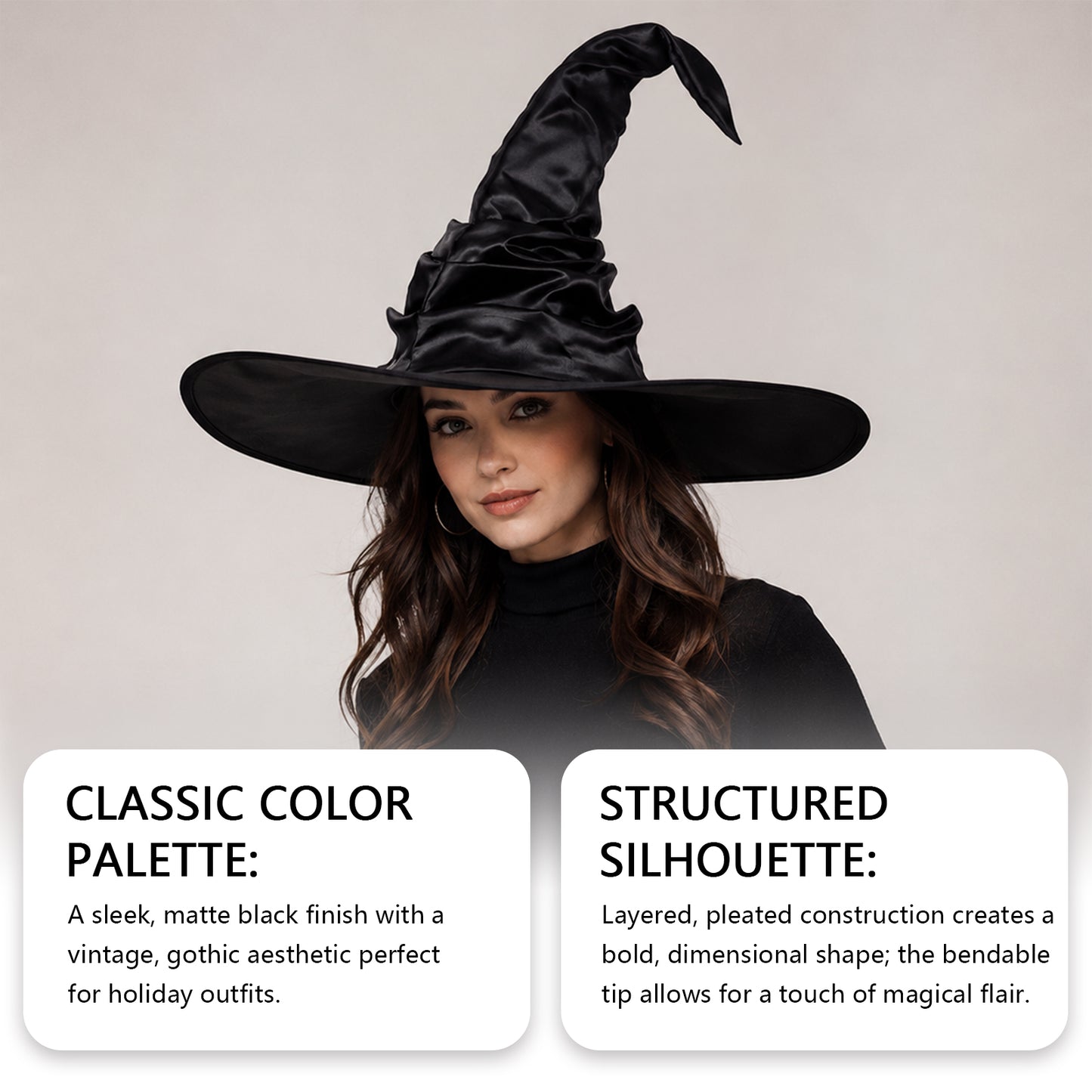 Zeriluna Vintage Ruffled Witch Hat, Stylish Retro Costume Headwear Prop for Party fashion