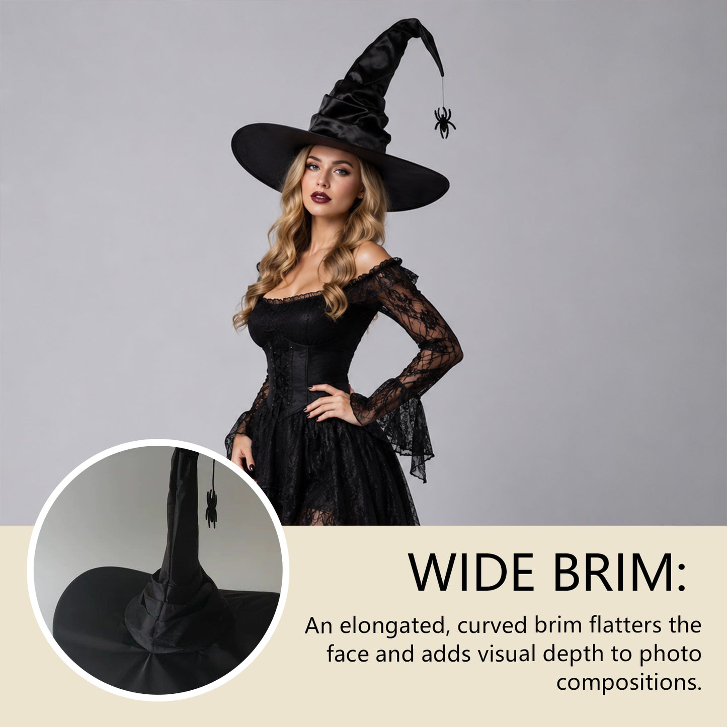 Zeriluna Vintage Ruffled Witch Hat, Stylish Retro Costume Headwear Prop for Party fashion