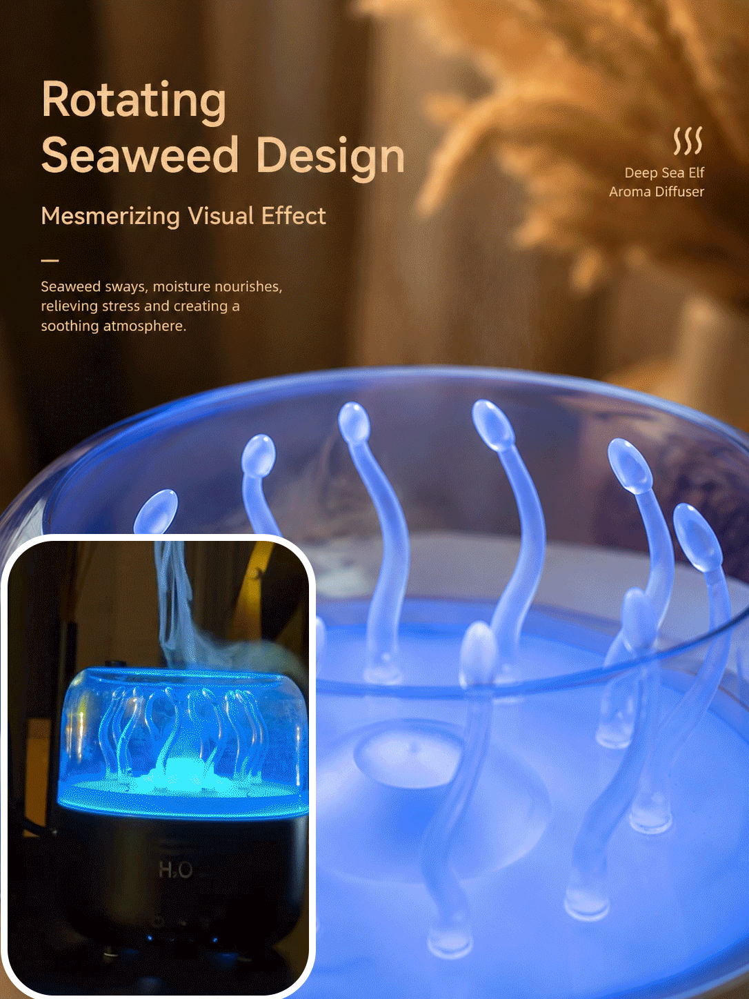 Rotating Seaweed Aroma Diffuser & Cool Mist Humidifier-TI
