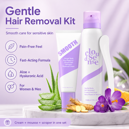2-Pack Hypoallergenic Bikini Hair Removal Kit💜 , Painless Formula for Sensitive Skin | Fast-Acting Gentle Bundle with Aloe & Hyaluronic Acid, Big Saving for Daily Use-TI