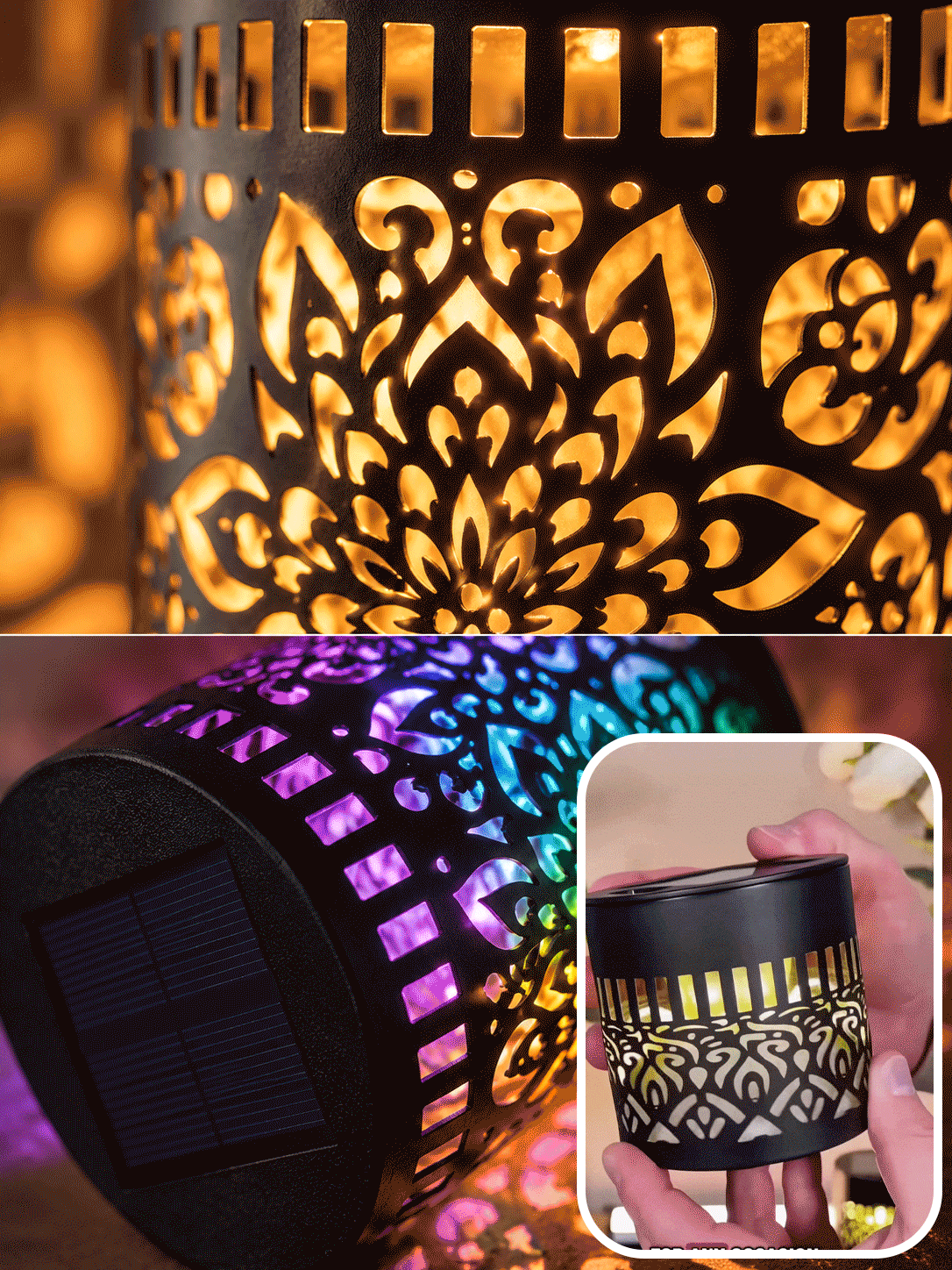 Solar Mandala Fence Lights, Outdoor Wall Decor-TI