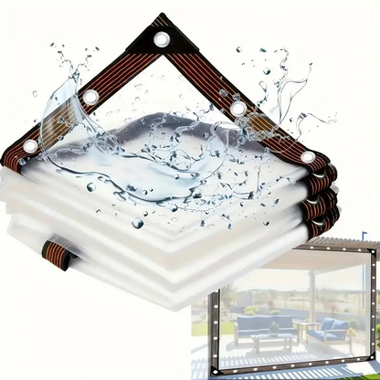 Waterproof Clear 8x10 FT Tarps with Grommets - Heavy-Duty Transparent Cover for Outdoor Patios, Gardens & Camping-LIN