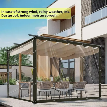 Waterproof Clear 8x10 FT Tarps with Grommets - Heavy-Duty Transparent Cover for Outdoor Patios, Gardens & Camping-LIN