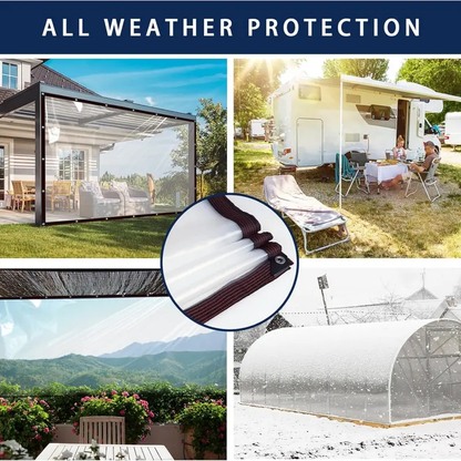 Waterproof Clear 8x10 FT Tarps with Grommets - Heavy-Duty Transparent Cover for Outdoor Patios, Gardens & Camping-LIN