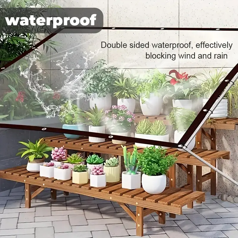 Waterproof Clear 8x10 FT Tarps with Grommets - Heavy-Duty Transparent Cover for Outdoor Patios, Gardens & Camping-LIN