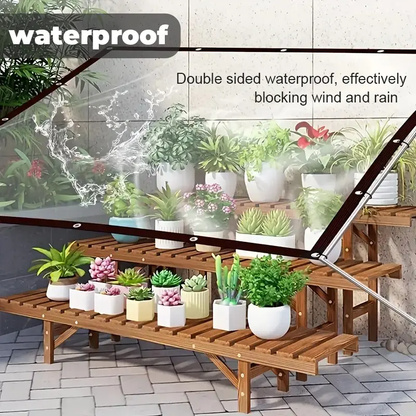 Waterproof Clear 8x10 FT Tarps with Grommets - Heavy-Duty Transparent Cover for Outdoor Patios, Gardens & Camping-LIN