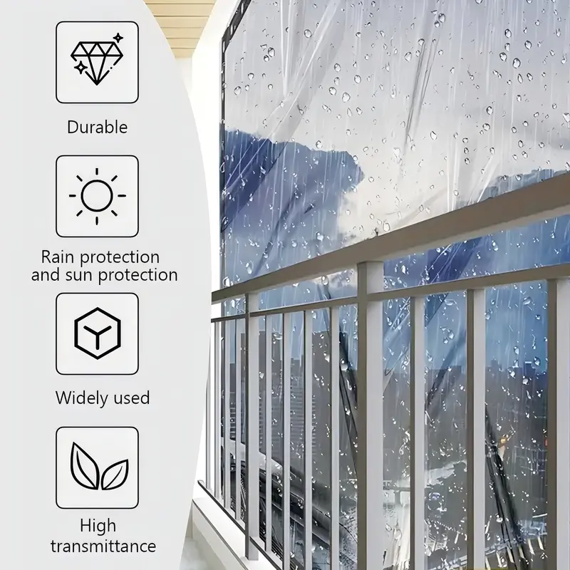 Waterproof Clear 8x10 FT Tarps with Grommets - Heavy-Duty Transparent Cover for Outdoor Patios, Gardens & Camping-LIN