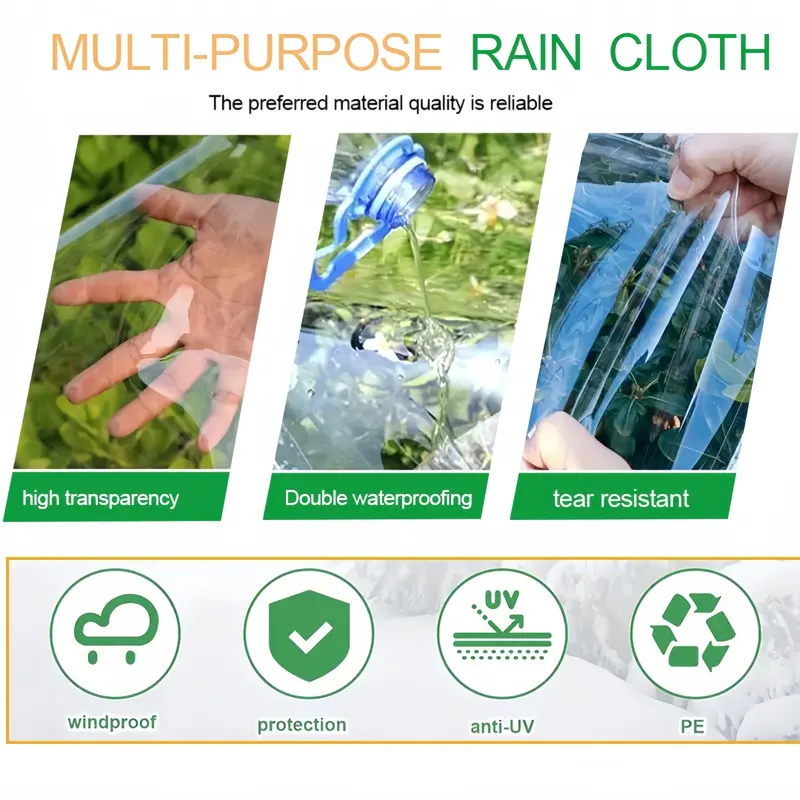 Waterproof Clear 8x10 FT Tarps with Grommets - Heavy-Duty Transparent Cover for Outdoor Patios, Gardens & Camping-LIN