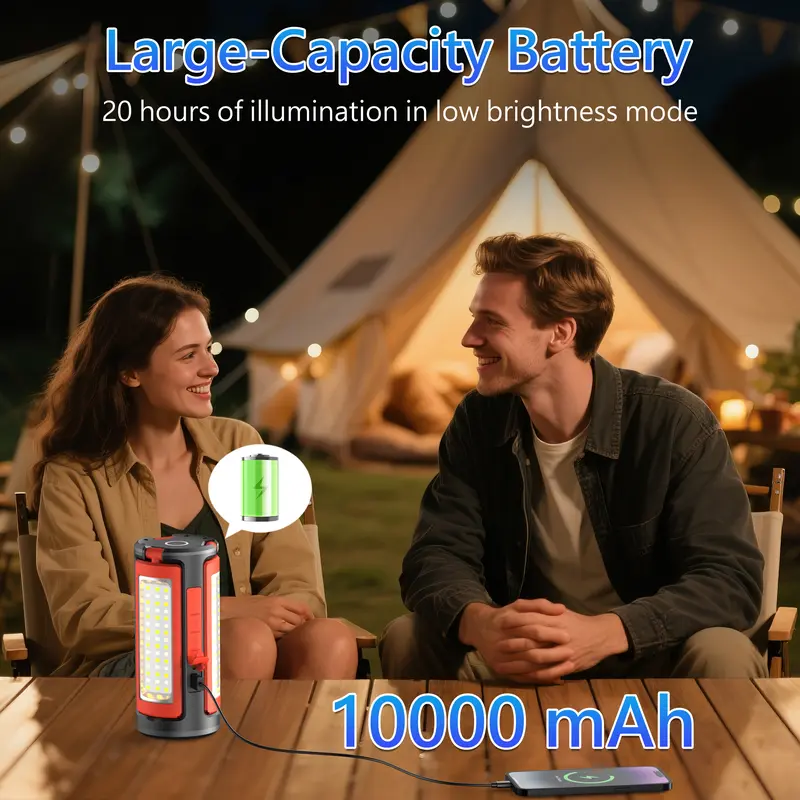 Rechargeable LED Emergency Lantern - 2500LM Bright, Waterproof & Shockproof, 4 Light Modes with Tripod Stand for Camping, Power Outages, Hurricane, Car Repair & Outdoor Survival-LIN