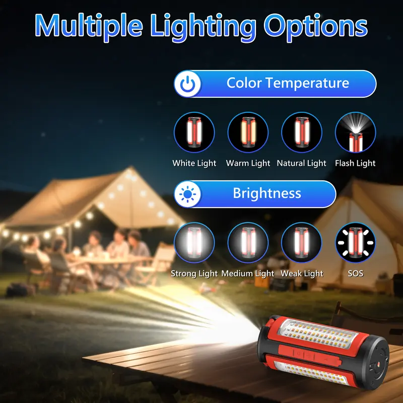 Rechargeable LED Emergency Lantern - 2500LM Bright, Waterproof & Shockproof, 4 Light Modes with Tripod Stand for Camping, Power Outages, Hurricane, Car Repair & Outdoor Survival-LIN