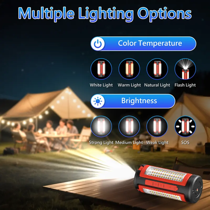 Rechargeable LED Emergency Lantern - 2500LM Bright, Waterproof & Shockproof, 4 Light Modes with Tripod Stand for Camping, Power Outages, Hurricane, Car Repair & Outdoor Survival-LIN