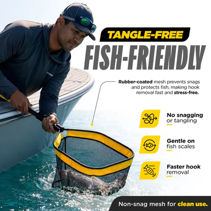 Beyond Braid Floating Fishing Net with Handle – Folding Fishing Net for Easy Storage – Telescopic Landing Net for Bass, Trout, Kayak & Boat Fishing – Durable, Lightweight & Fish Friendly-LIN