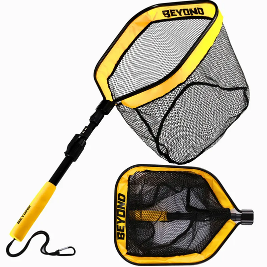 Beyond Braid Floating Fishing Net with Handle – Folding Fishing Net for Easy Storage – Telescopic Landing Net for Bass, Trout, Kayak & Boat Fishing – Durable, Lightweight & Fish Friendly-LIN