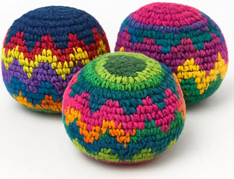 1PCS Hacky Sack Footbag Set Handmade Crochet Hacky Kick Sack Balls Knitted Kick Balls for Kids & Adults, Handmade Toss Bags for Playground, Parties & Travel (Random colors)-LIN