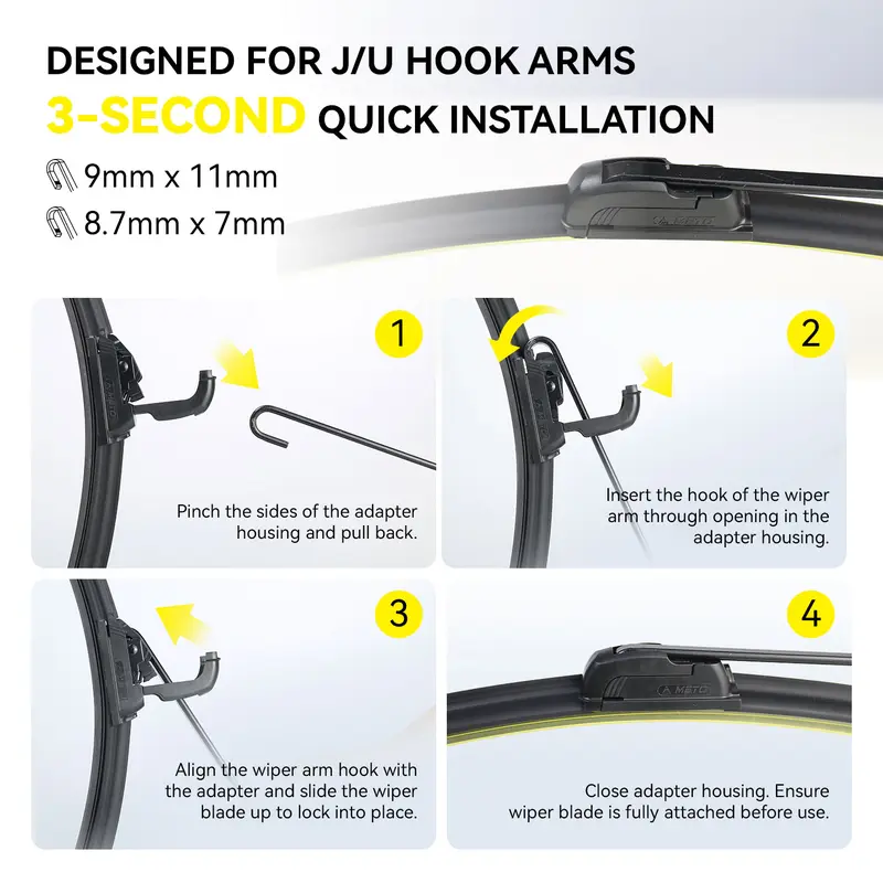 DOG TAIL All-Season Wiper Blade for J-Hook Wiper Arm - Zero Noise Zero Streaks - OEM Quality Classic Auto Accessories Car Parts Automotive Replacement fathersdaygift-LIN