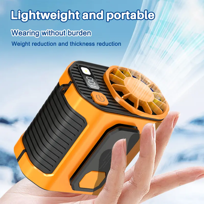 PADOX Personal Waist Portable Rechargeable Fan, 5000mAh Battery Power bank, 10 Speeds 5300RPM Airflow, LED Light, Wearable Belt Fan for Outdoor, Jobsite, Farms, Traveling, Fishing #SummerVibes-LIN