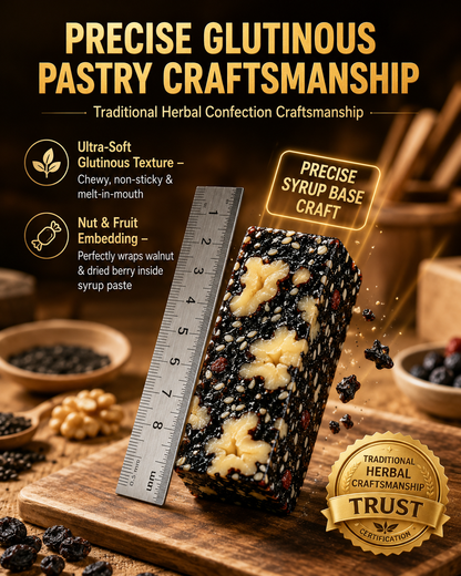 Mulberry Rehmannia & Black Goji Sesame Cake – Soft Herbal Nut Snack, Low Sugar Energy Bar-TI