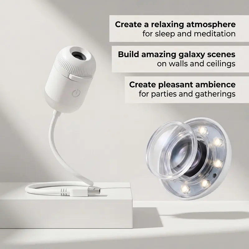 2-in-1 Galaxy Projector Night Light, USB Interface, Dual-Mode Starry Sky Projection/Warm Light Night Light, Adjustable Focus and Brightness with 24 Sliding Projection Films for Bedroom-LIN
