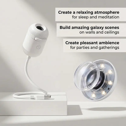 2-in-1 Galaxy Projector Night Light, USB Interface, Dual-Mode Starry Sky Projection/Warm Light Night Light, Adjustable Focus and Brightness with 24 Sliding Projection Films for Bedroom-LIN