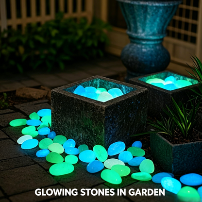 💡Luminous Stones🪨 – Mixed Color Glow Rocks Decorations DIY Decorative Pebbles for Aquarium Fish Tank Sidewalk Garden Path Patio Terrace Lawn Yard Ornaments Colorful Cobbles Decor-TI