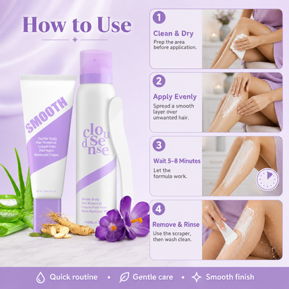 2-Pack Hypoallergenic Bikini Hair Removal Kit💜 , Painless Formula for Sensitive Skin | Fast-Acting Gentle Bundle with Aloe & Hyaluronic Acid, Big Saving for Daily Use-TI