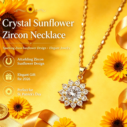 Sunflower Zircon Pendant Necklace Brings Light & Positivity for Wealth & Good Luck-LIN