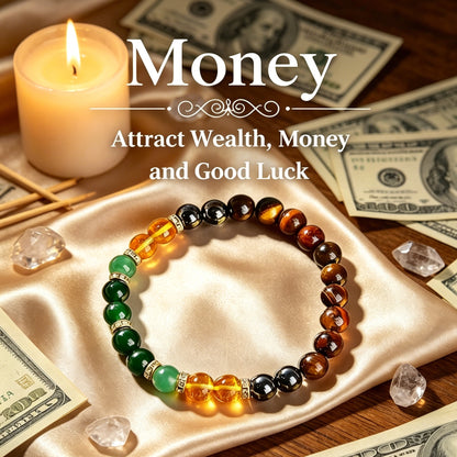 💵Money Bracelet with Black Onyx and Tiger's Eye - Luck Bracelet - Attract Wealth-LIN