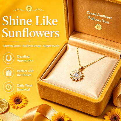 Sunflower Zircon Pendant Necklace Brings Light & Positivity for Wealth & Good Luck-LIN