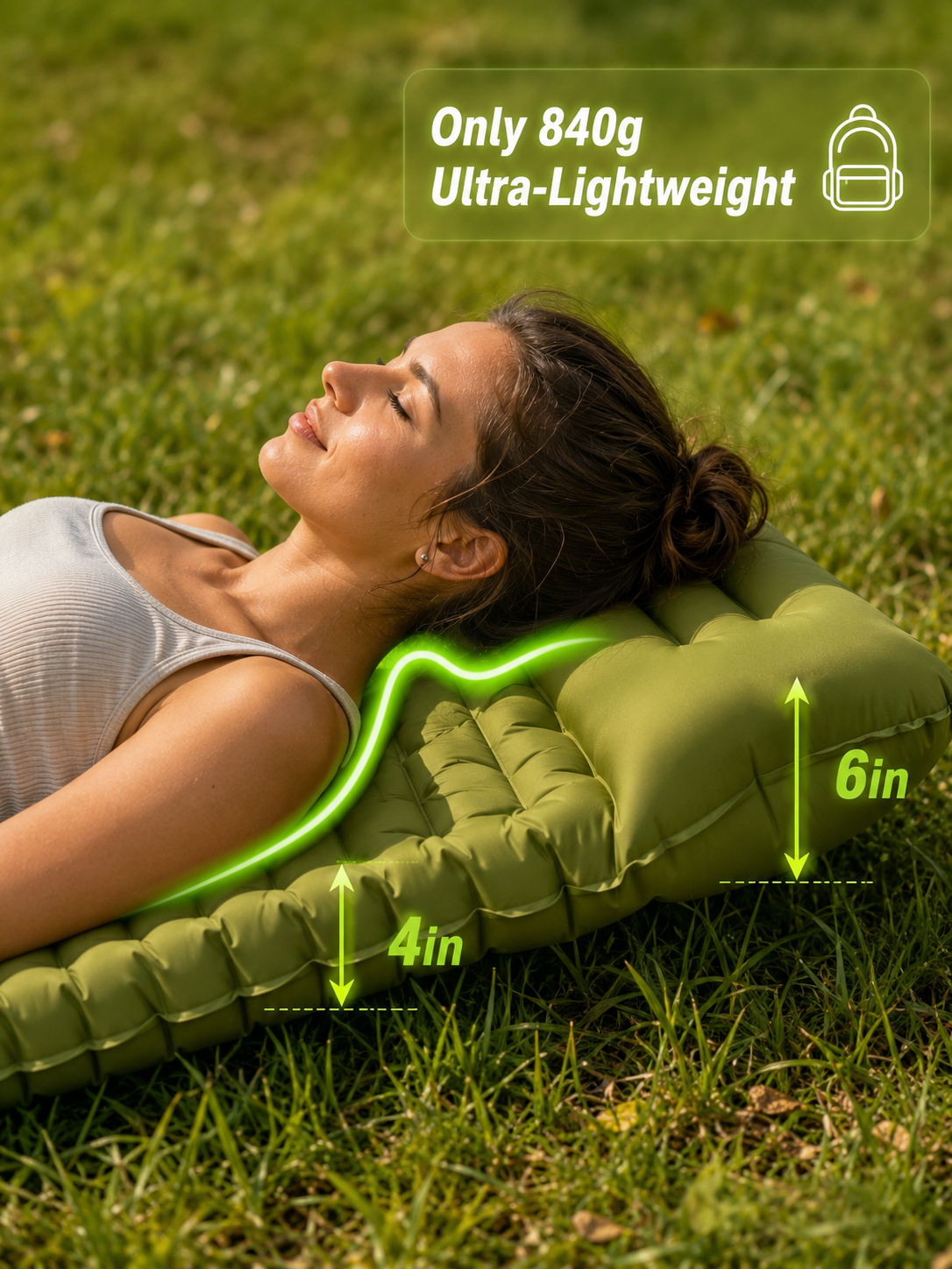 Ultra-Light Inflatable Camping Sleeping Pad with Built-in Foot Pump-TI