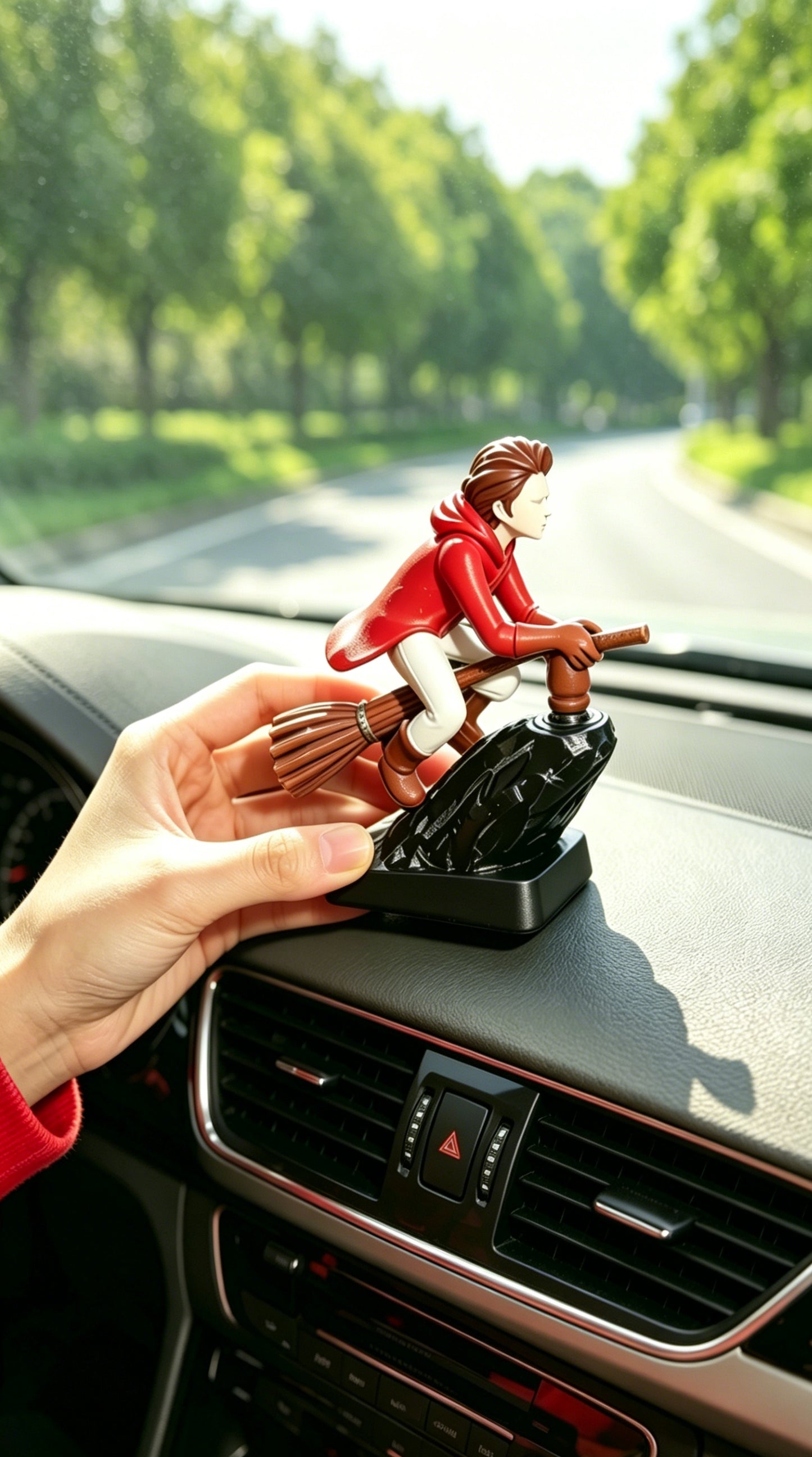 Fun Drift Turn Wizard Creative Broomstick Decoration Broomstick Dashboard Drift Ornaments Witch Wizard Flying Broom Car Interior-LIN