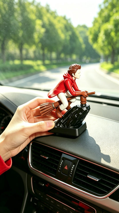 Fun Drift Turn Wizard Creative Broomstick Decoration Broomstick Dashboard Drift Ornaments Witch Wizard Flying Broom Car Interior-LIN