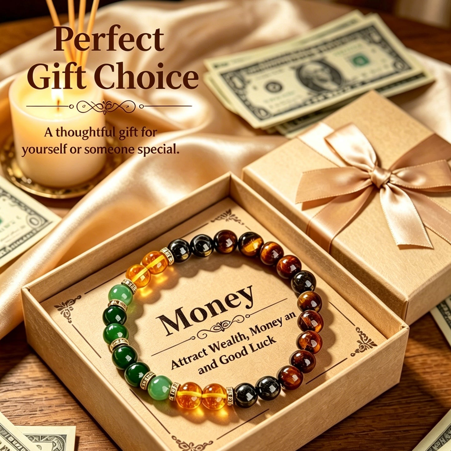 💵Money Bracelet with Black Onyx and Tiger's Eye - Luck Bracelet - Attract Wealth-LIN